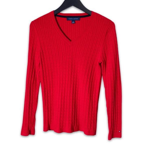 Tommy Hilfiger Red Cable Knit Sweater - Women’s Small Petite - Old Money Preppy - Picture 1 of 5